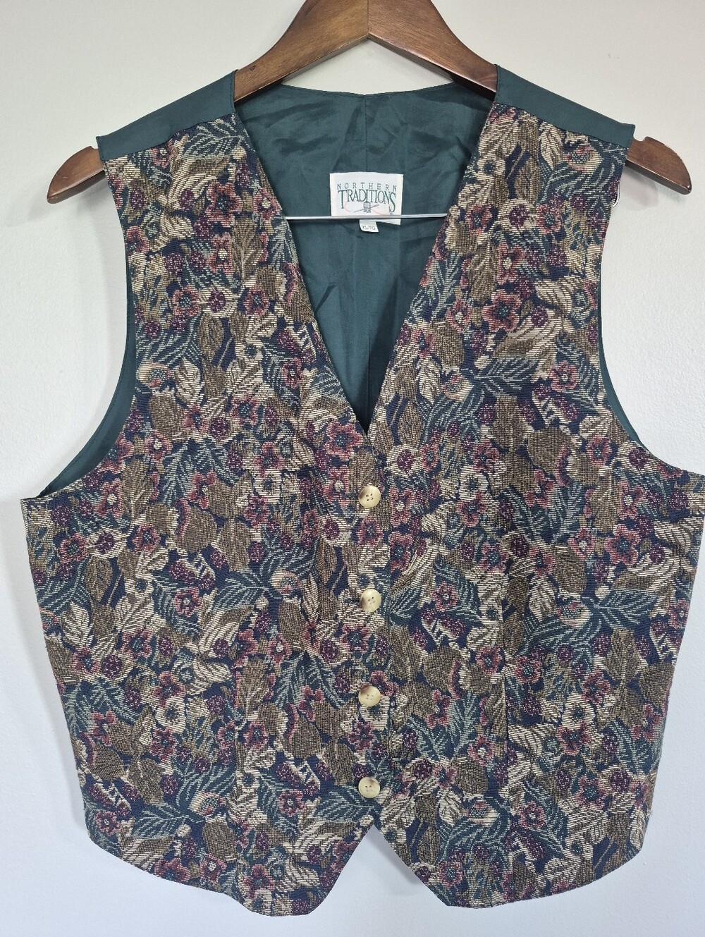 Northern Traditions Vintage Tapestry Vest Gathered Back XL